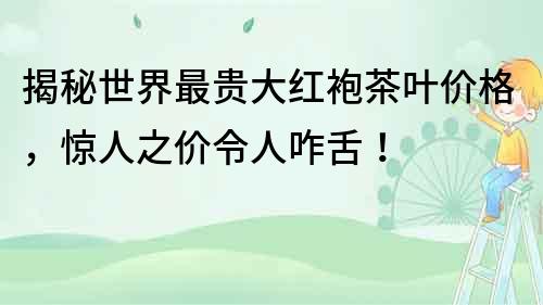 揭秘世界最貴大紅袍茶葉價格，驚人之價令人咋舌！