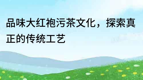 品味大紅袍污茶文化，探索真正的傳統工藝