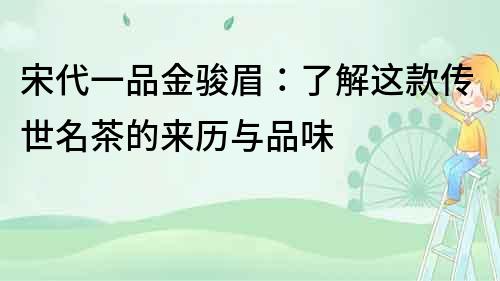 宋代一品金駿眉：了解這款傳世名茶的來歷與品味