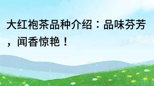大紅袍茶品種介紹：品味芬芳，聞香驚艷！