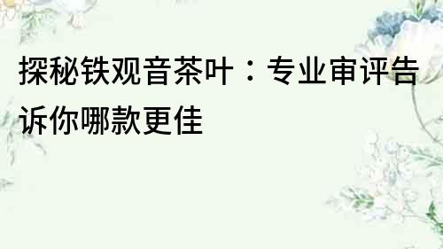 探秘鐵觀音茶葉：專業審評告訴你哪款更佳