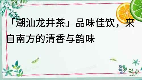 「潮汕龍井茶」品味佳飲，來自南方的清香與韻味
