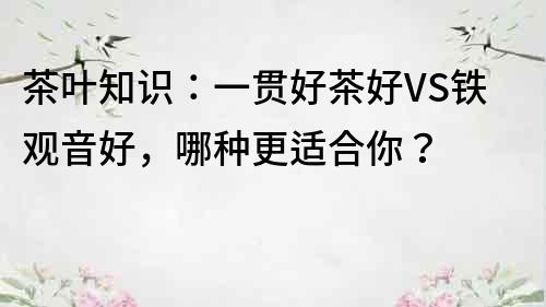 茶葉知識：一貫好茶好VS鐵觀音好，哪種更適合你？
