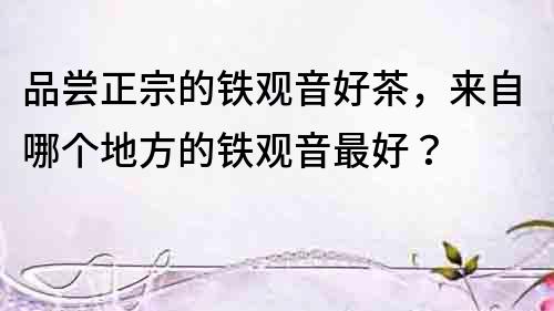 品嘗正宗的鐵觀音好茶，來自哪個地方的鐵觀音最好？