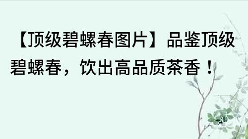 【頂級碧螺春圖片】品鑒頂級碧螺春，飲出高品質茶香！