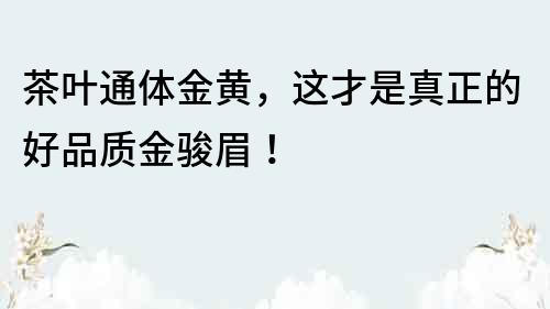茶葉通體金黃，這才是真正的好品質金駿眉！