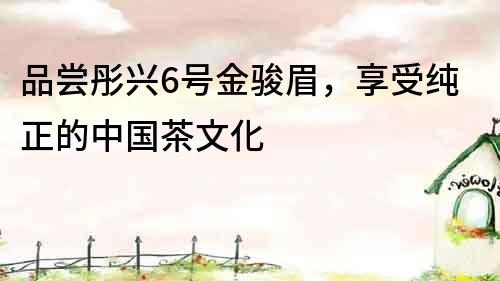 品嘗彤興6號金駿眉，享受純正的中國茶文化