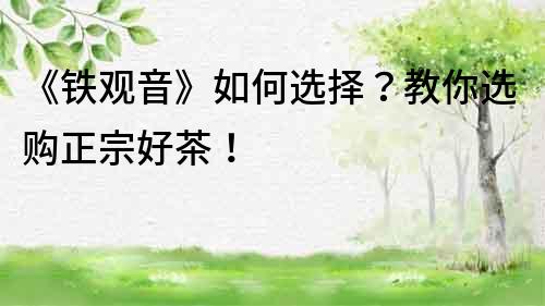 《鐵觀音》如何選擇？教你選購正宗好茶！