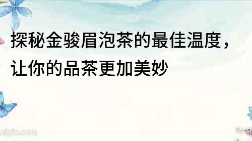 探秘金駿眉泡茶的最佳溫度，讓你的品茶更加美妙