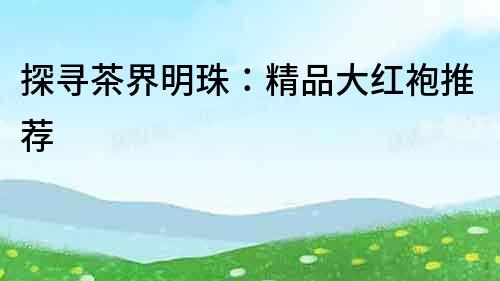 探尋茶界明珠：精品大紅袍推薦