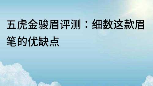 五虎金駿眉評測：細數這款眉筆的優缺點