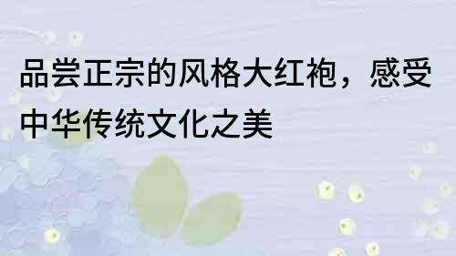 品嘗正宗的風(fēng)格大紅袍，感受中華傳統(tǒng)文化之美