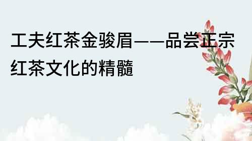 工夫紅茶金駿眉——品嘗正宗紅茶文化的精髓