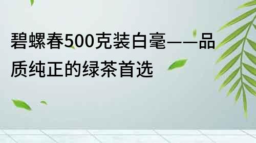 碧螺春500克裝白毫——品質(zhì)純正的綠茶首選