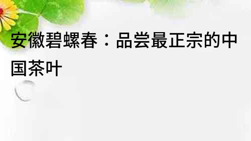 安徽碧螺春：品嘗最正宗的中國茶葉
