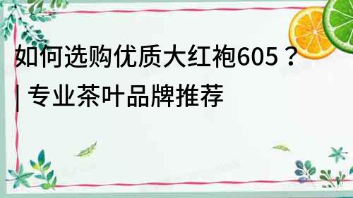 如何選購優質大紅袍605？| 專業茶葉品牌推薦