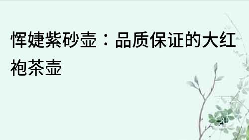 惲婕紫砂壺：品質(zhì)保證的大紅袍茶壺