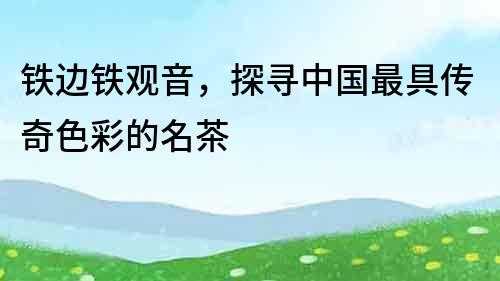 鐵邊鐵觀音，探尋中國最具傳奇色彩的名茶