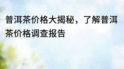 普洱茶價(jià)格大揭秘，了解普洱茶價(jià)格調(diào)查報(bào)告