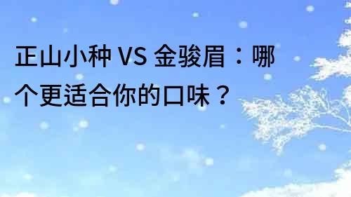 正山小種 VS 金駿眉：哪個(gè)更適合你的口味？