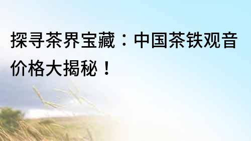 探尋茶界寶藏：中國茶鐵觀音價格大揭秘！