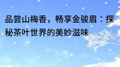 品嘗山梅香，暢享金駿眉：探秘茶葉世界的美妙滋味