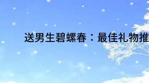 送男生碧螺春：最佳禮物推薦