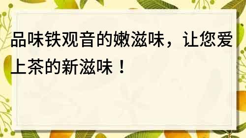 品味鐵觀音的嫩滋味，讓您愛上茶的新滋味！