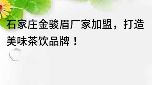 石家莊金駿眉廠家加盟，打造美味茶飲品牌！