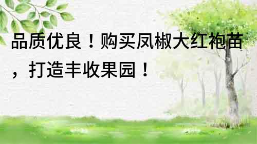 品質優良！購買鳳椒大紅袍苗，打造豐收果園！