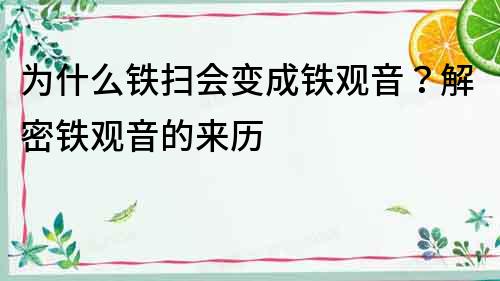 為什么鐵掃會變成鐵觀音？解密鐵觀音的來歷