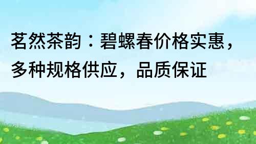 茗然茶韻：碧螺春價格實惠，多種規格供應，品質保證