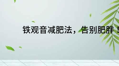 鐵觀音減肥法，告別肥胖！