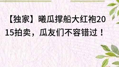 【獨家】曦瓜撐船大紅袍2015拍賣，瓜友們不容錯過！