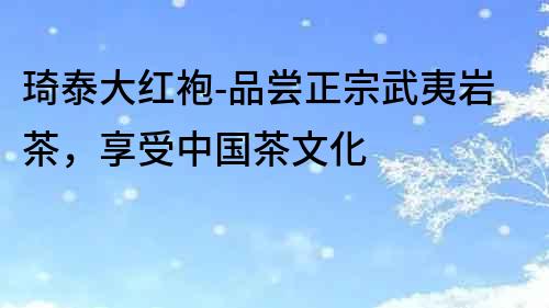琦泰大紅袍-品嘗正宗武夷巖茶，享受中國茶文化
