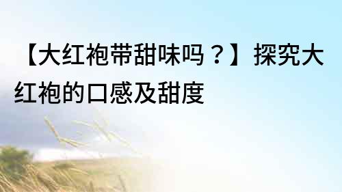 【大紅袍帶甜味嗎？】探究大紅袍的口感及甜度