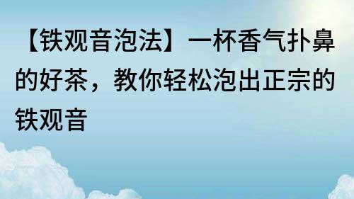 【鐵觀音泡法】一杯香氣撲鼻的好茶，教你輕松泡出正宗的鐵觀音