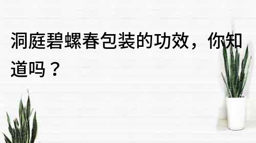 洞庭碧螺春包裝的功效，你知道嗎？