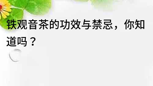 鐵觀音茶的功效與禁忌，你知道嗎？