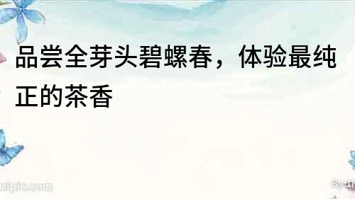 品嘗全芽頭碧螺春，體驗(yàn)最純正的茶香