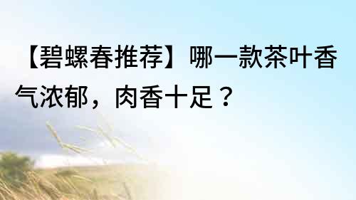【碧螺春推薦】哪一款茶葉香氣濃郁，肉香十足？