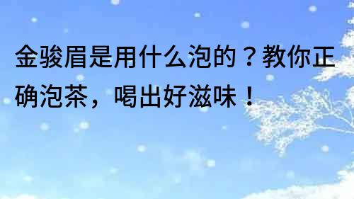 金駿眉是用什么泡的？教你正確泡茶，喝出好滋味！