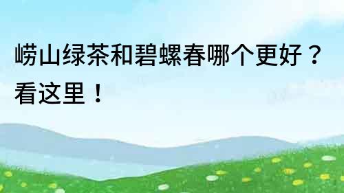 嶗山綠茶和碧螺春哪個更好？看這里！