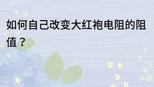 如何自己改變大紅袍電阻的阻值？