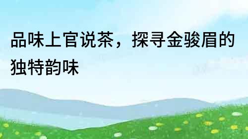 品味上官說茶，探尋金駿眉的獨特韻味