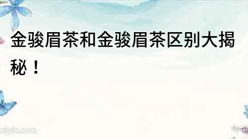 金駿眉茶和金駿眉茶區別大揭秘！