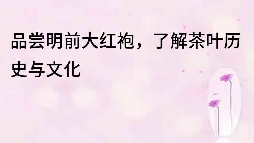 品嘗明前大紅袍，了解茶葉歷史與文化