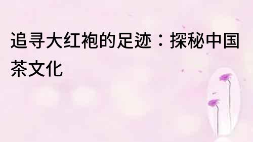 追尋大紅袍的足跡：探秘中國茶文化
