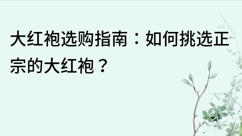 大紅袍選購指南：如何挑選正宗的大紅袍？