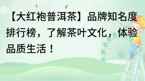 【大紅袍普洱茶】品牌知名度排行榜，了解茶葉文化，體驗品質生活！